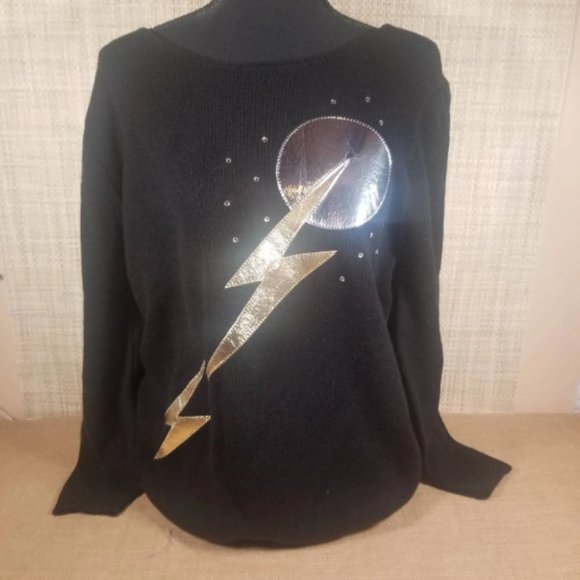1980 Full Moon & Lightning Bolts Sweater Size 12 - Picture 1 of 7
